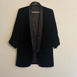 Zara Woman Black Velvet Blazer /Black / M